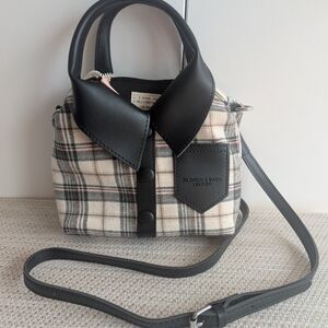 Plaid Crossbody Bag - Black and Cream